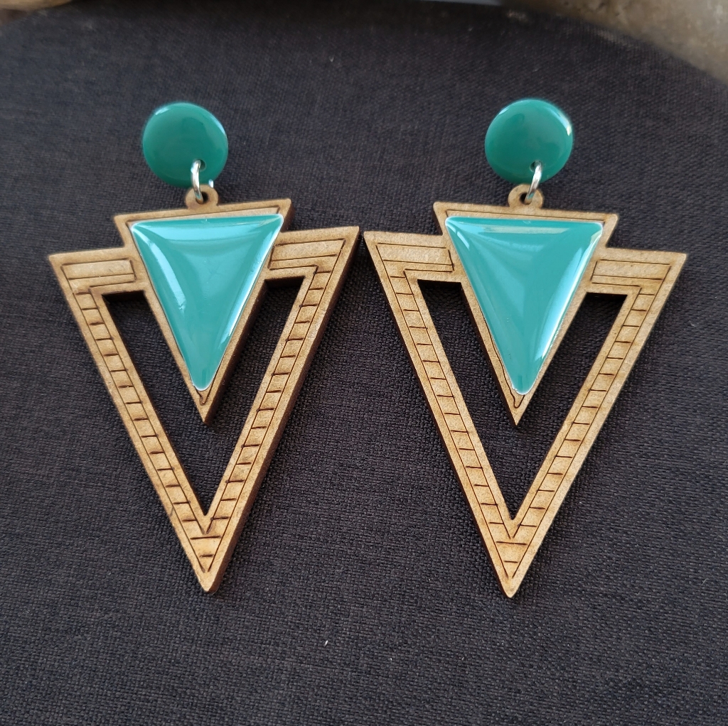 Handmade Geometric Wooden Earrings Drop 14$